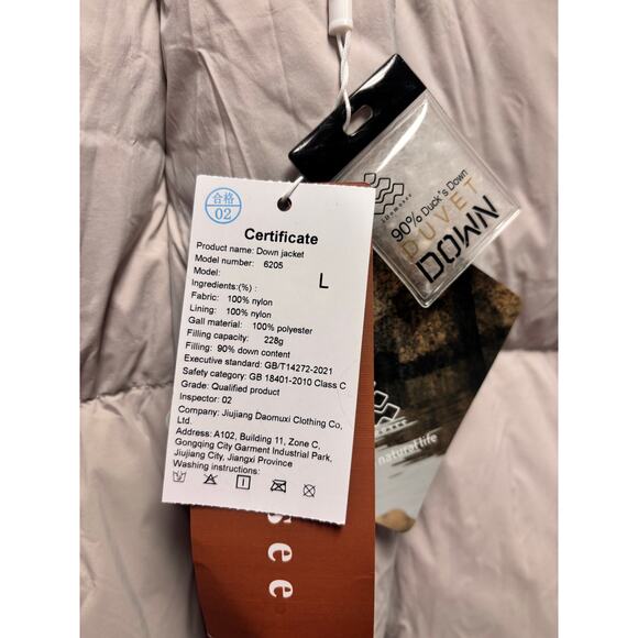 NWT iDomosee L 90% Down Puffer Coat w/ Removable Hood - Picture 10 of 11